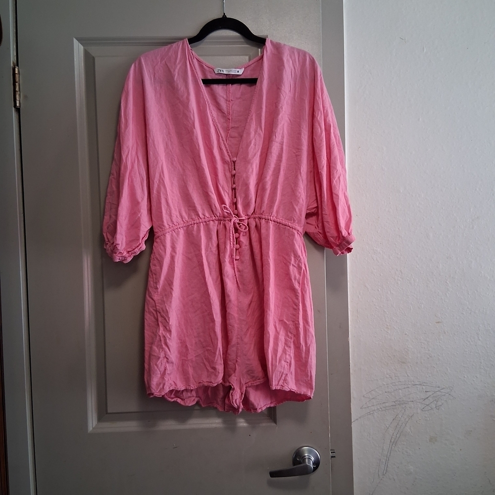 Zara Pink V-Neck Romper - Picture 3 of 5